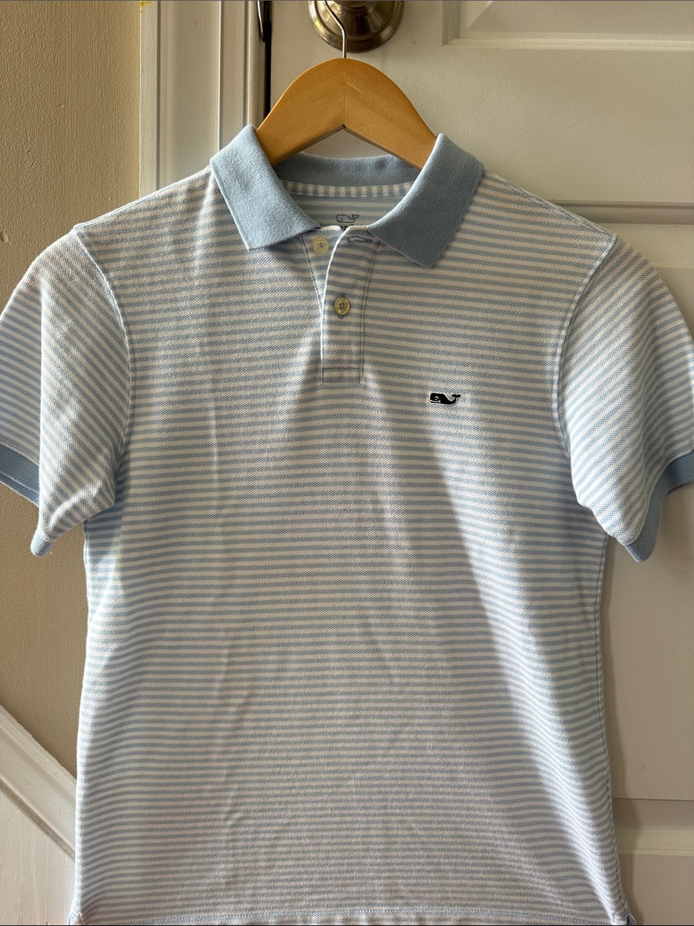 Vineyard Vines Boy’s Light Blue and White Striped Polo